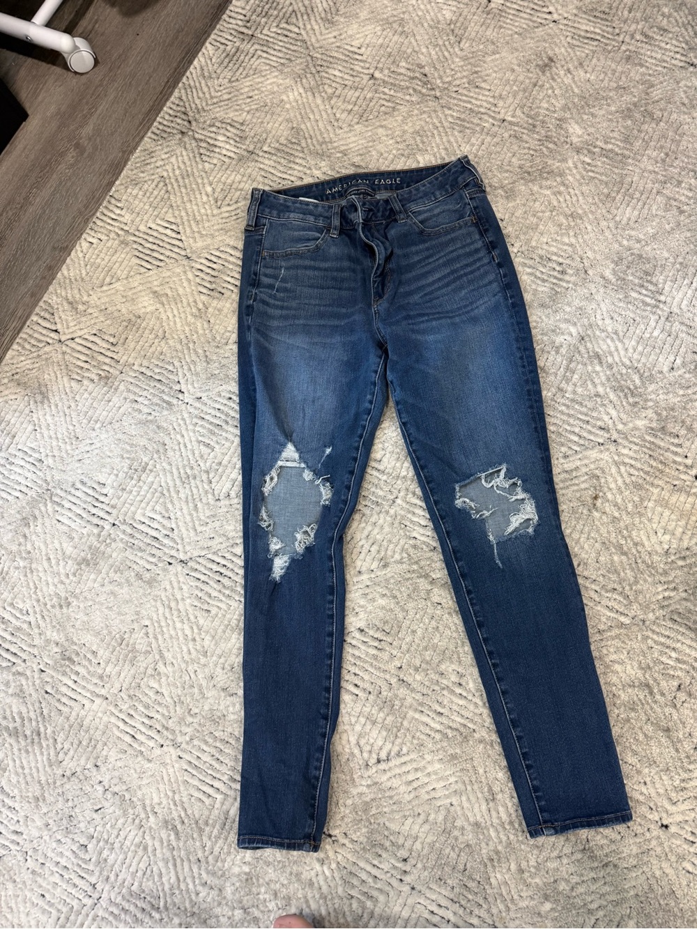 American Eagle Outfitters Dark Blue Distressed Skinny Jeggings